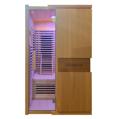 Blisspod | Milano | Full Spectrum Sauna | Canadian Hemlock Wood | Ultra Low EMF | 5 Far Infrared & 1 Red Glass Heater | Chromotherapy | Upto 2 Person