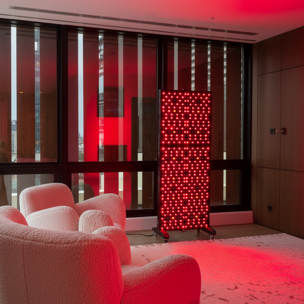 Max Panel in modern lounge with fluffy chairs and large windows