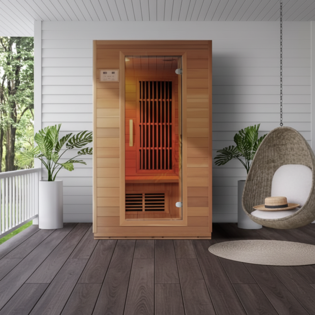 Blisspod, Vienna, Far Infrared Sauna Canadian Hemlock Very Low EMF Sauna, 4 Heaters – 2 Persons