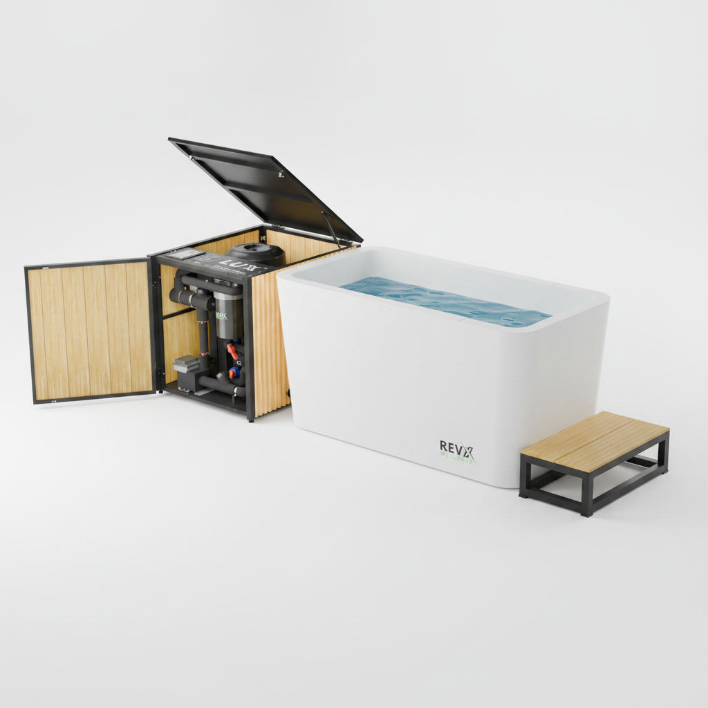 RevX Acrylic X Tub Cold Plunge + LUX High Performance Chiller and Filtration System